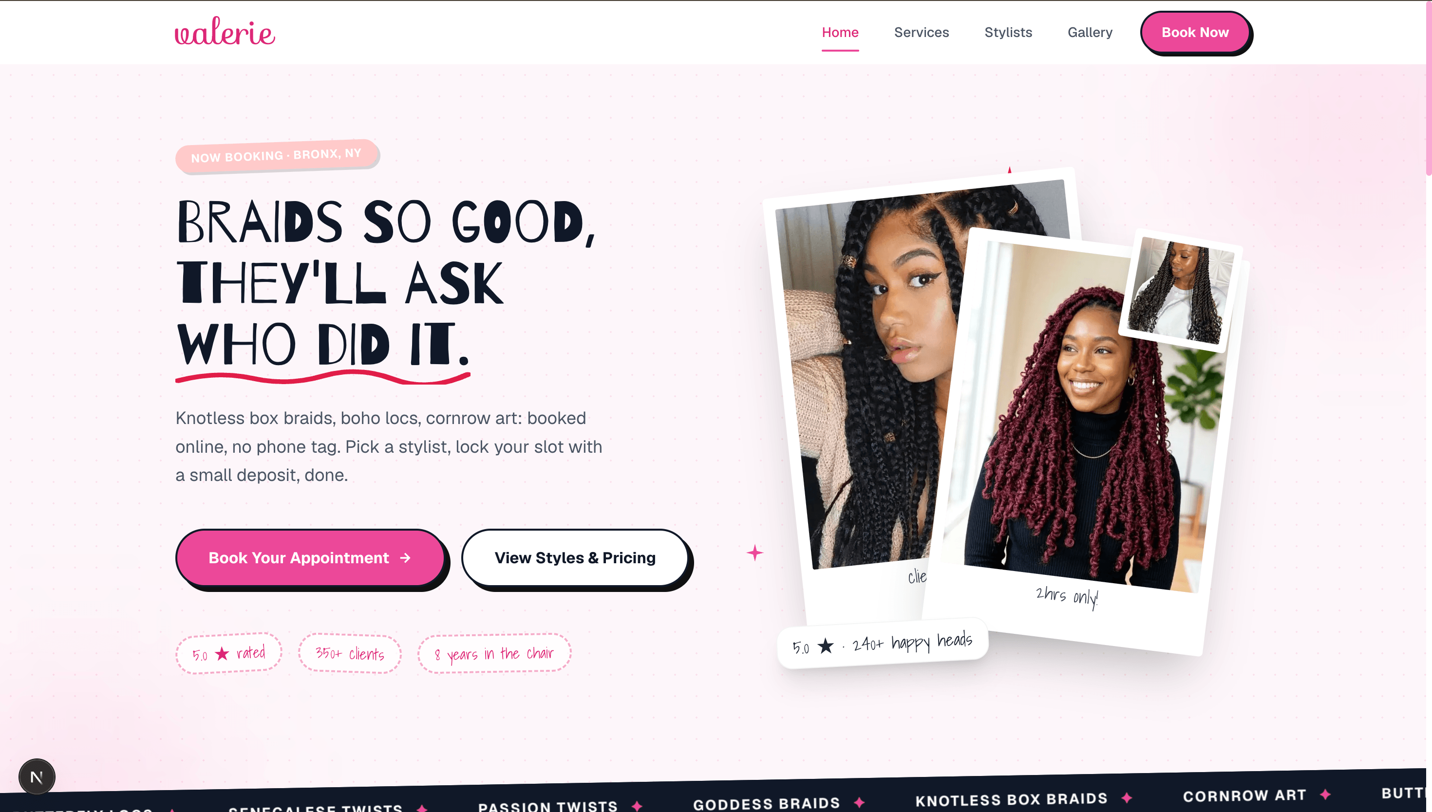 Valerie's Braid Shop.: Business · E-commerce, website designed and built by Created by Torsu
